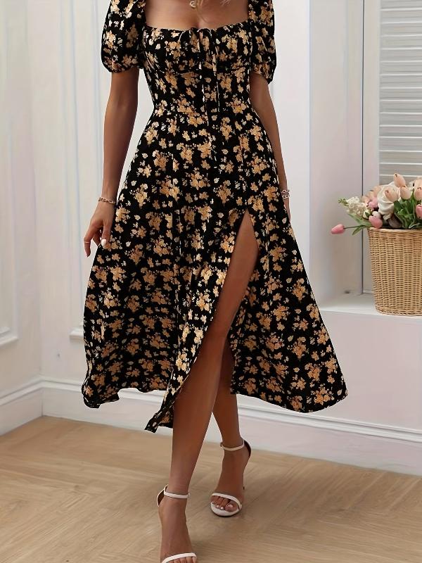 Brianna | Floral print dress with puff sleeves