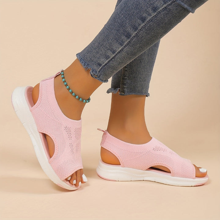 Charlotte | Knitted slip-on open-toe wedges