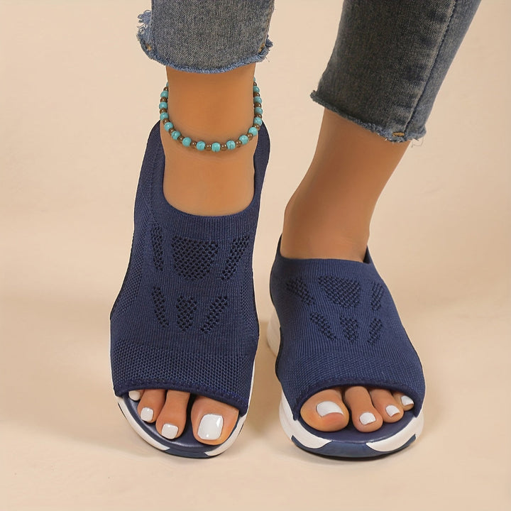 Charlotte | Knitted slip-on open-toe wedges