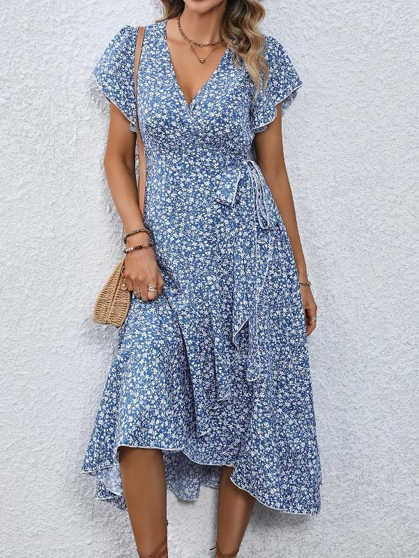 Evie | Tied wrap dress with floral print