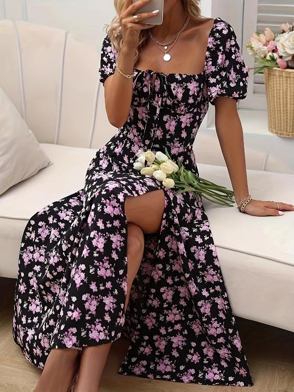 Brianna | Floral print dress with puff sleeves