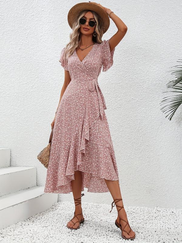 Evie | Tied wrap dress with floral print