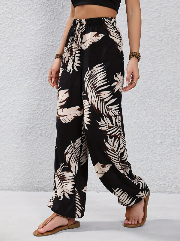 Ayla | Leaf print drawstring pants