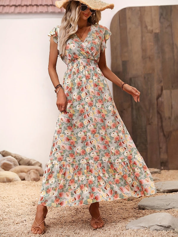 Lynne | Elegant floral print v-neck maxi dress