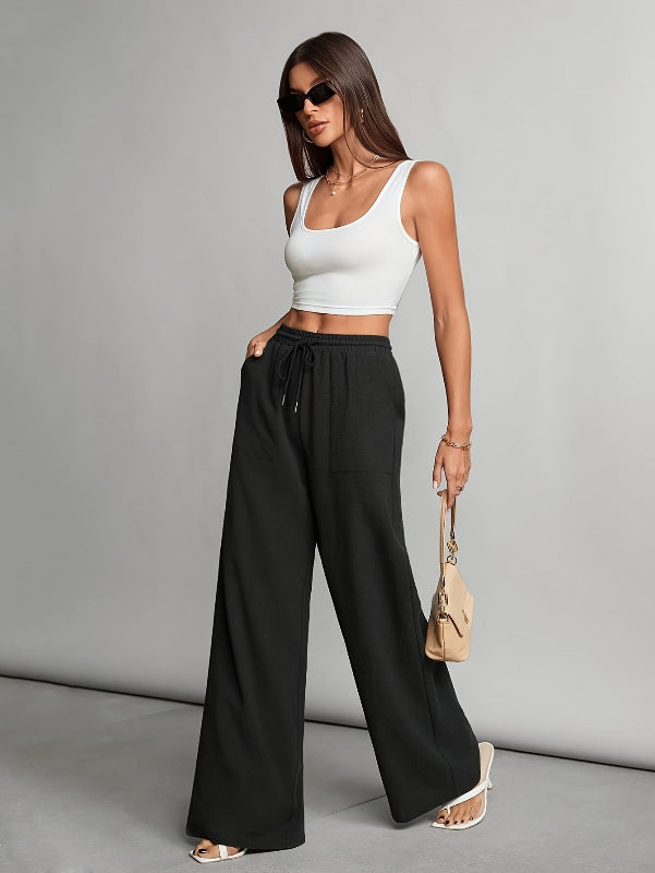 Milda | Women's casual linen-blend pants with elastic waist and drawstring