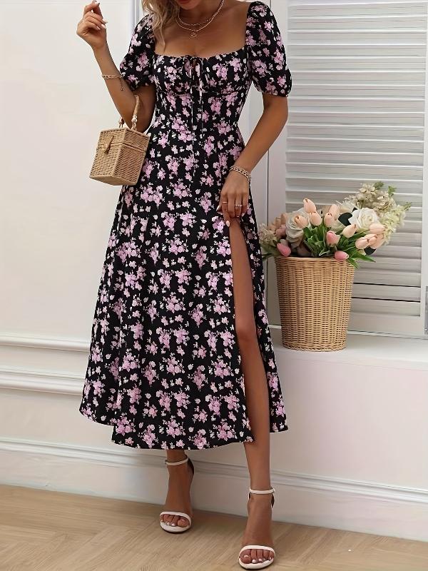 Brianna | Floral print dress with puff sleeves