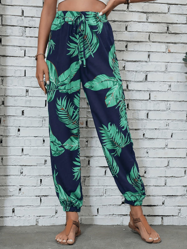 Ayla | Leaf print drawstring pants