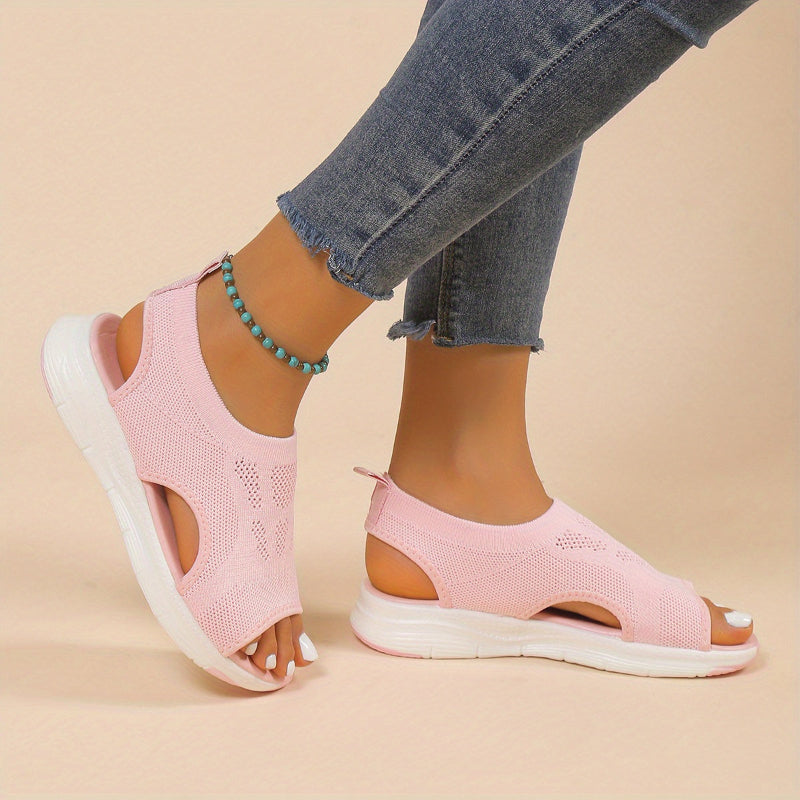 Charlotte | Knitted slip-on open-toe wedges