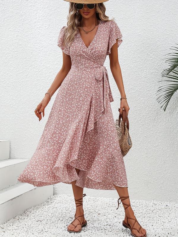 Evie | Tied wrap dress with floral print