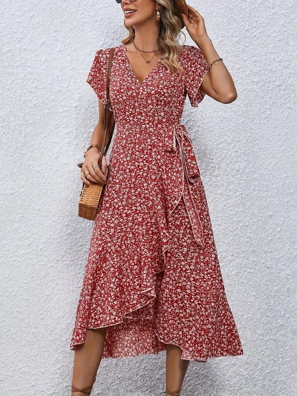 Evie | Tied wrap dress with floral print