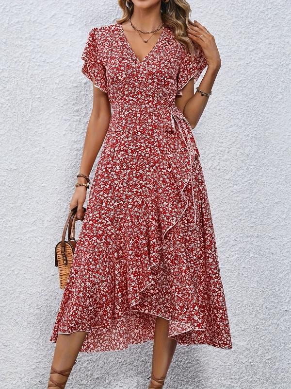 Evie | Tied wrap dress with floral print