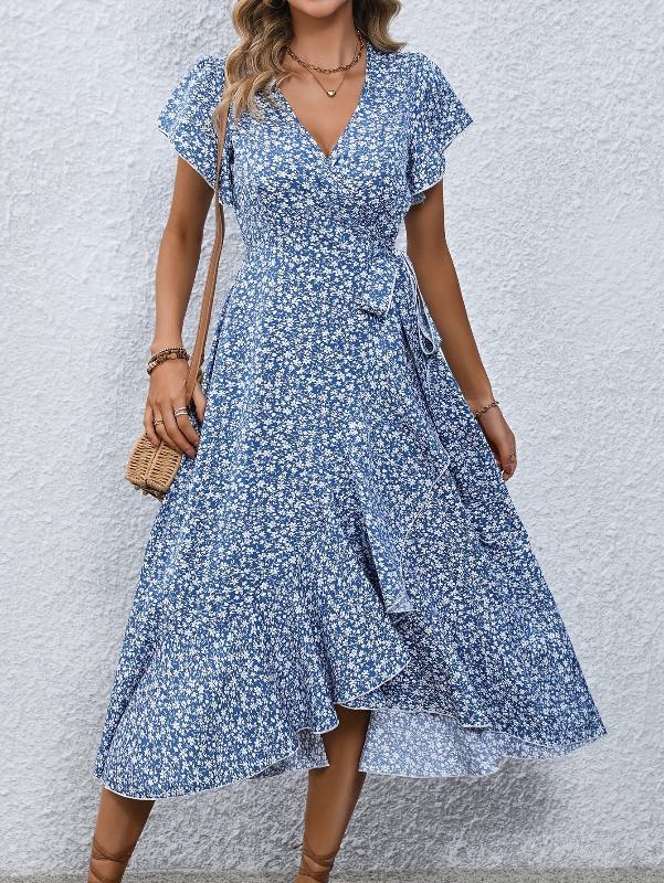 Evie | Tied wrap dress with floral print