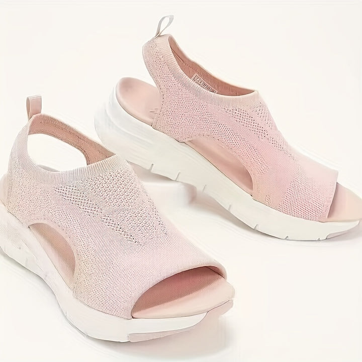 Charlotte | Knitted slip-on open-toe wedges