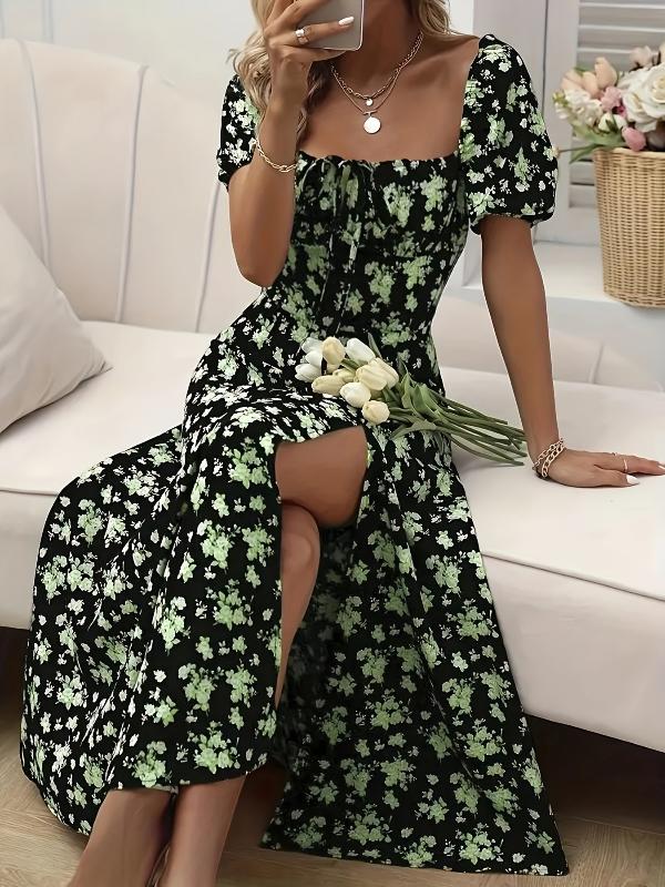 Brianna | Floral print dress with puff sleeves