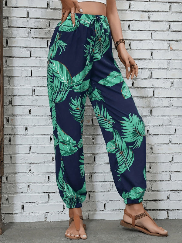 Ayla | Leaf print drawstring pants